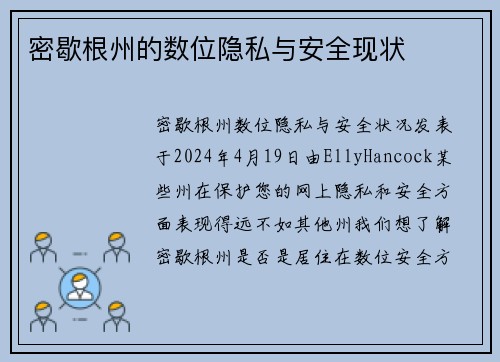 密歇根州的数位隐私与安全现状